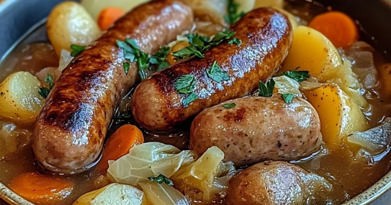 potée, saucisses, légumes