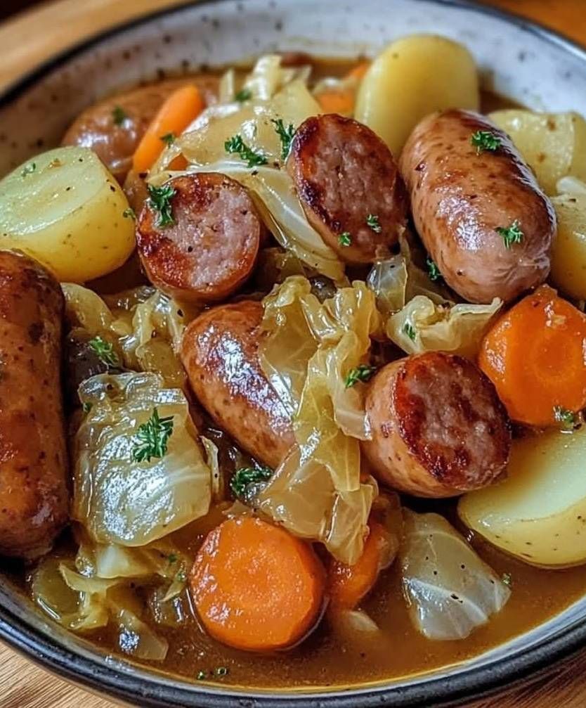 potée, saucisses,  légumes  